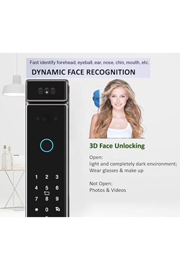 Smart Lock with Camera, 3D Facial Recognition, WiFi Video Intercom Lock, Fingerprint Smart - 5