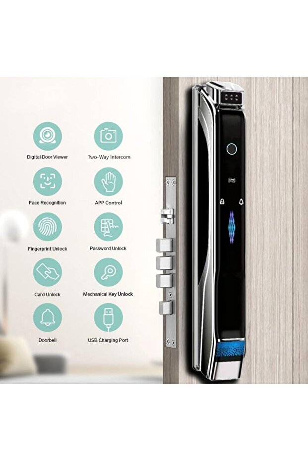 قفل ذكي مزود بكاميرا، وميزة التعرف على الوجه ثلاثي الأبعاد، ومراقبة فورية، وتقنية الاتصال الداخلي عبر الفيديو عبر شبكة WiFi - 2