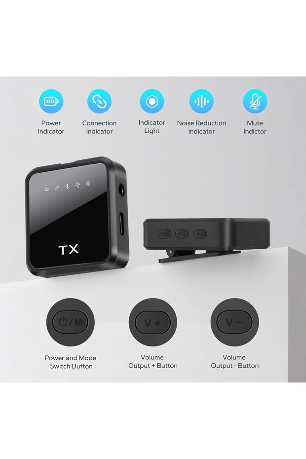 Mini Microphone, 3 in 1 Wireless Lavalier Microphone for iPhone/Android/Camera - 3