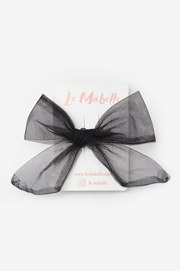 Black Tie Tulle Bow Girl's Clip Buckle