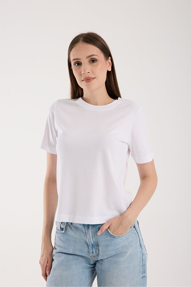 Beyaz Basic Ti̇şört - 5