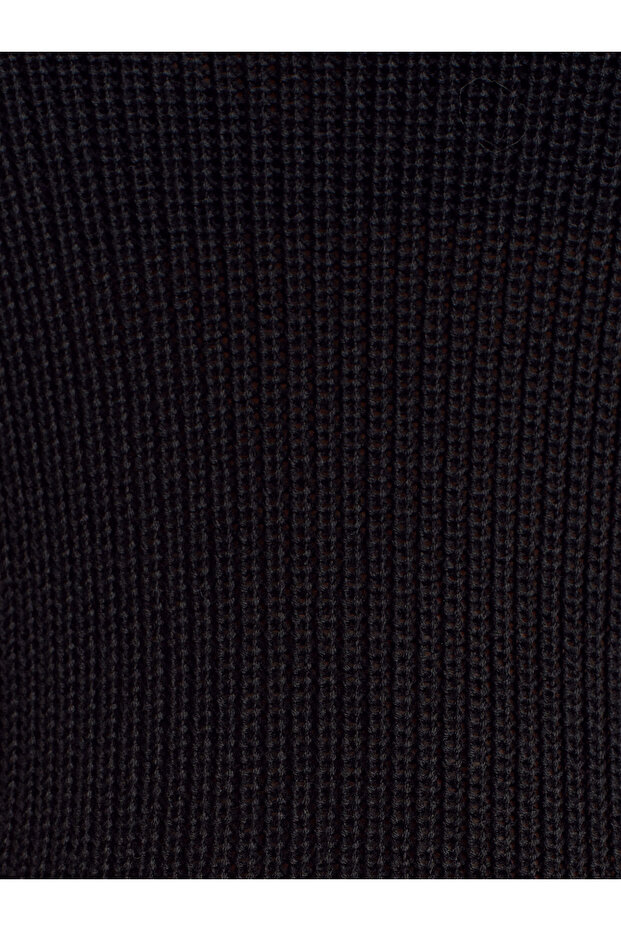 10804 Kayık Yaka Basic Triko Kazak-Siyah - 4