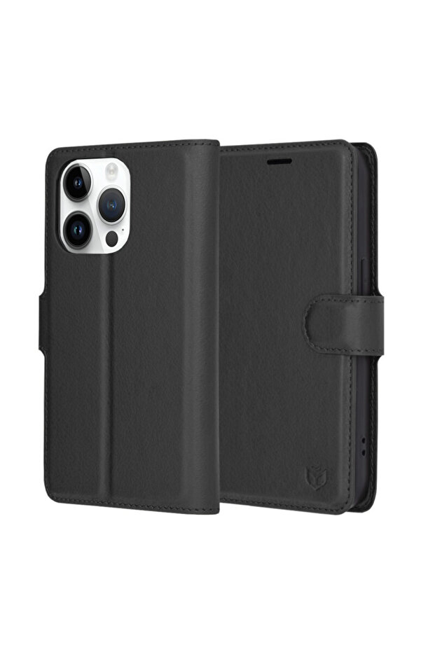 iPhone 14 Pro Leather Folio Case, black - 1