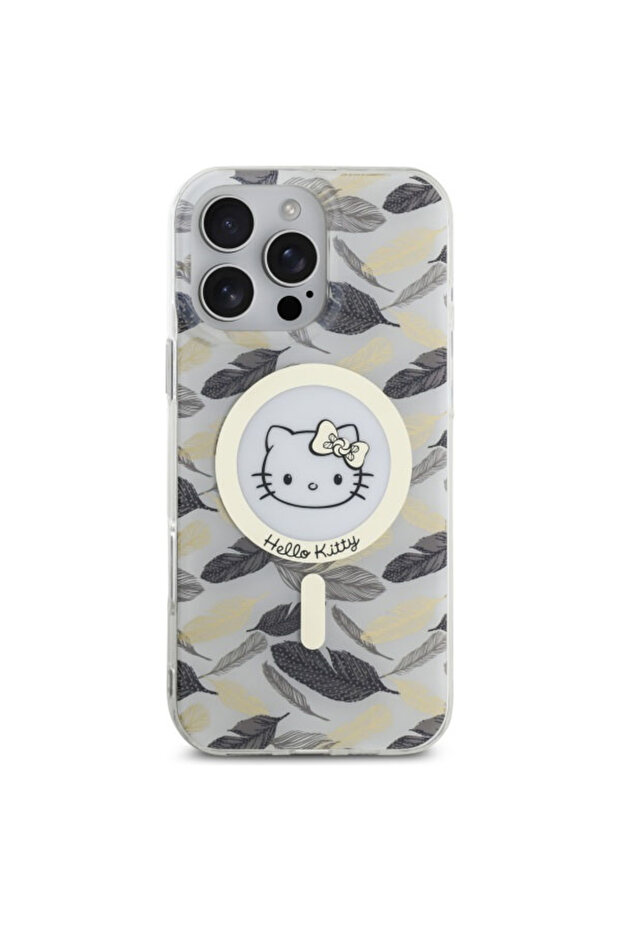 Husa Hello Kitty iPhone 16 Pro Max Hardcase IML Golden Leaves MagSafe, alb, HKHMP16XHGLEH - 5