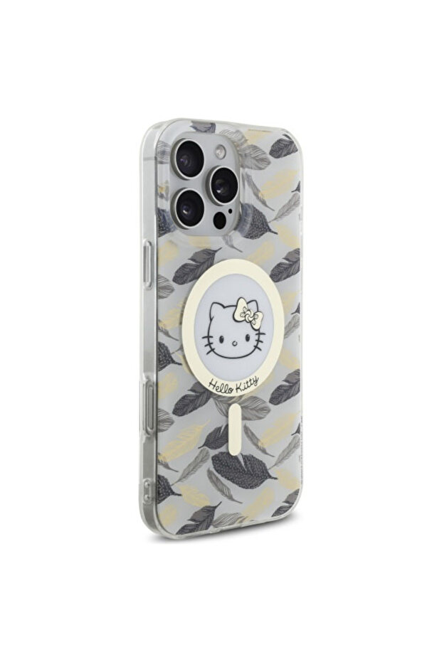 Husa Hello Kitty iPhone 16 Pro Max Hardcase IML Golden Leaves MagSafe, alb, HKHMP16XHGLEH - 3