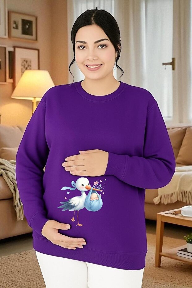 سويت شيرت مطبوع للحوامل - 1
