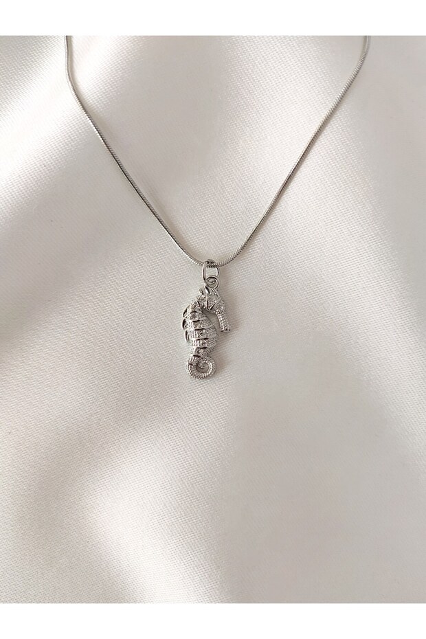 Kadın Çelik Deniz Atı Model Kolye - 1