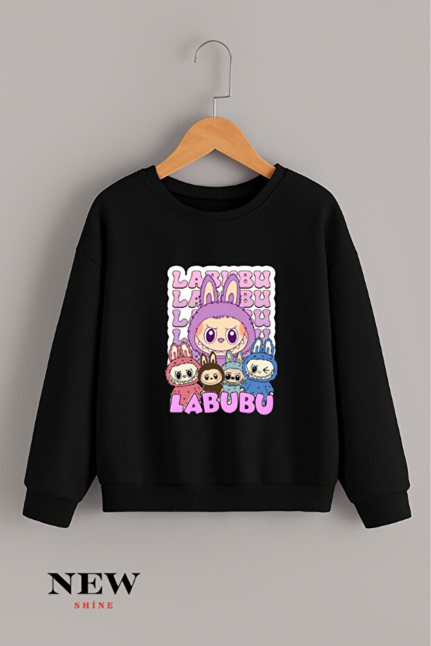 سويت شيرت برقبة دائرية للأطفال مطبوع عليه Labubu للجنسين