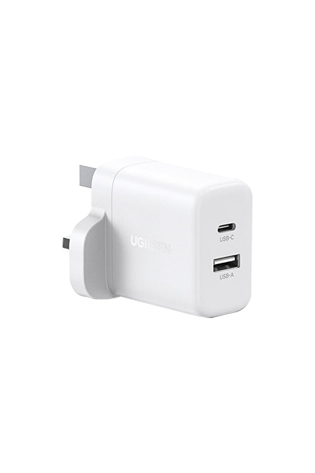 شاحن حائط بمنفذ USB-C ومنافذ USB بقوة 20 وات - أبيض