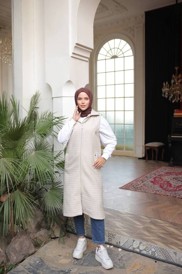 Kapitone Uzun Yelek - 1