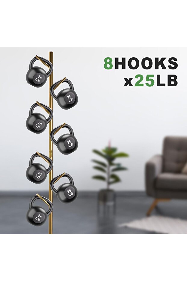 SKY-TOUCH Free Standing Hall Coat Tree with 7 Hooks, Stand Tree Rack with Marble Round Base, Entrywa - 4