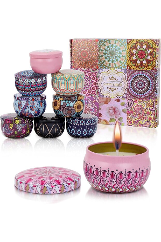 مجموعة هدايا من الشموع المعطرة، 9 قطع من شموع الصويا الطبيعية في أوعية زجاجية
