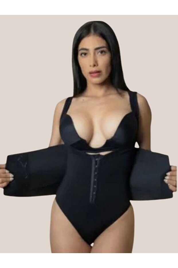 مشد الخصر على شكل ساعة رملية مع حزام (حمالات رفيعة)