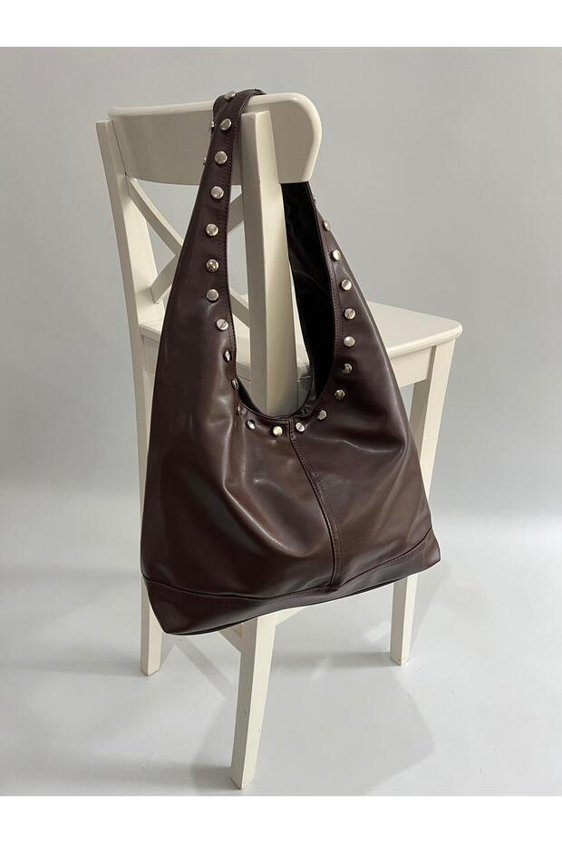 Zımba Model Handbag and Women's Shoulder Bag Bitter Brown