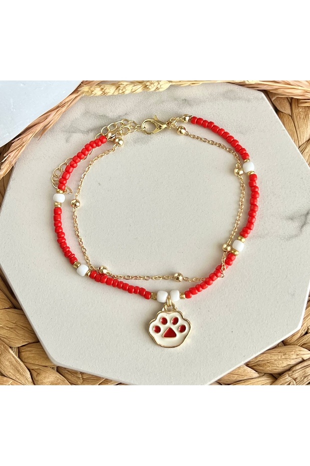 Red Paw Double Anklet - 2