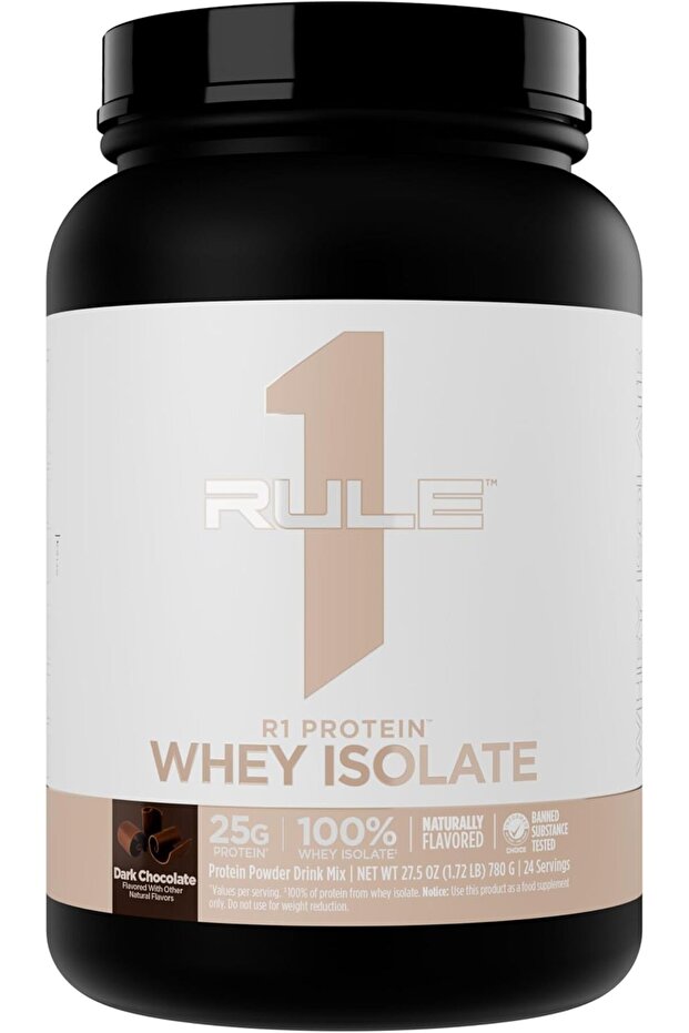 Rule1 1 Whey Protein Powder Dark Chocolate| 25g protein| 24 servings 1.78 Lbs (780 grams)