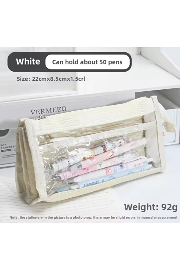 Transparent Waterproof Canvas Large Capacity Pencil Case Wallet Quality Stylish Design Preschool Gift