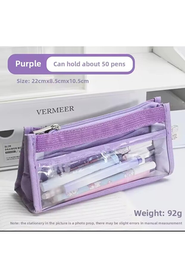 Transparent Waterproof Canvas Large Capacity Pencil Case Wallet Quality Stylish Design Preschool Gift