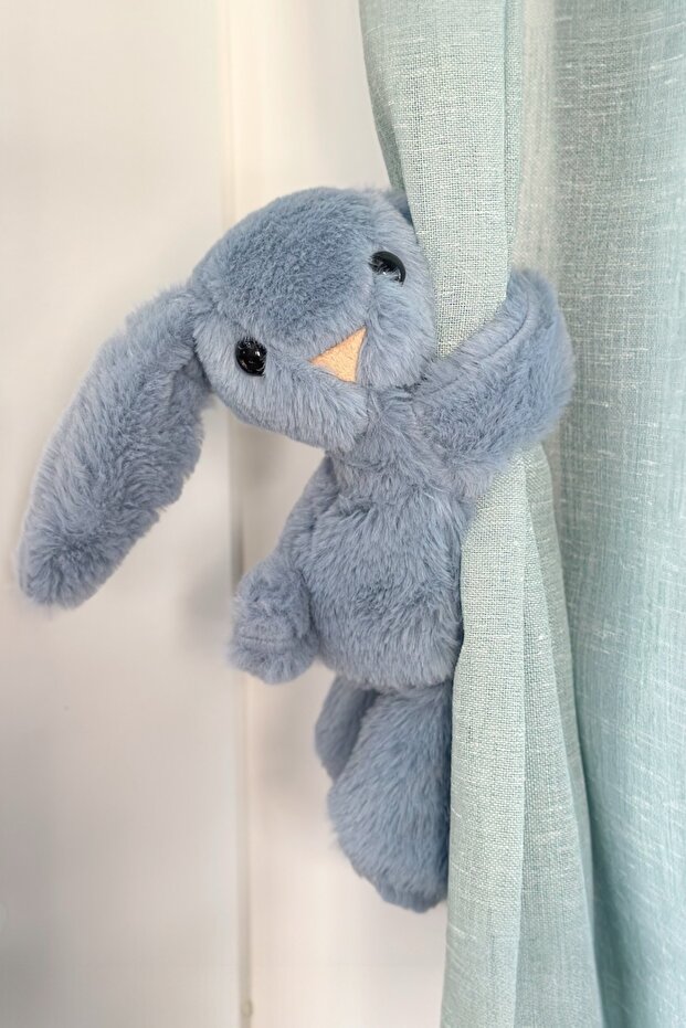 Hugging Rabbit Ultra Soft Plush (Curtain Accessory) - Indigo Blue - 1
