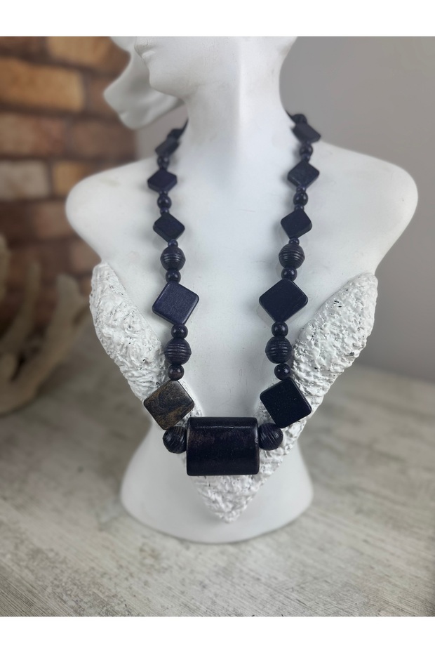 Mor ahşap kolye - 2