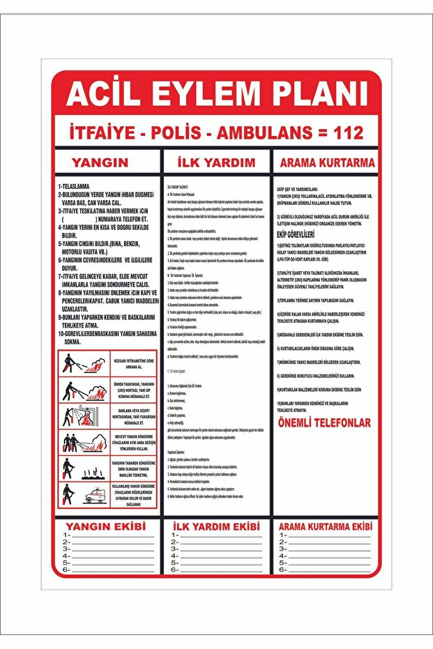 ACİL EYLEM PLANI LEVHASI 35*25 Cm - 1