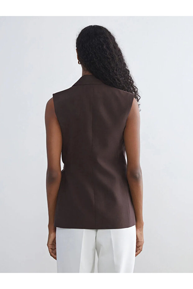 Double Breasted Collar Women's Classic Vest - 6