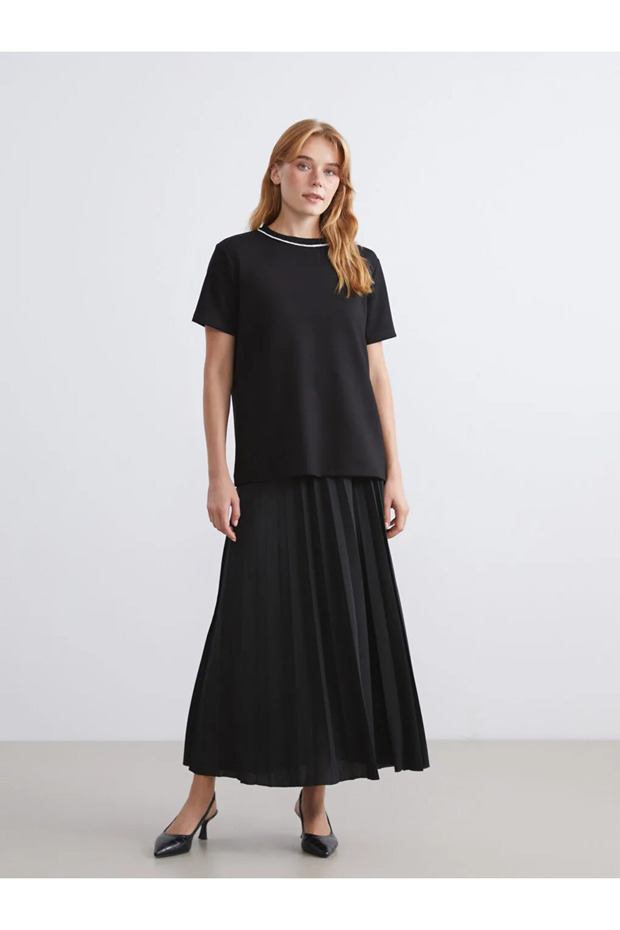 Beli Lastikli Pileli Etek - 2