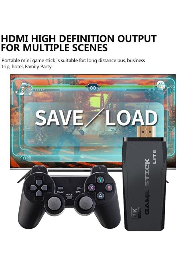 M8 Game Stick 4K Game Console with Two 2.4G Wireless Gamepads Dual Players HDMI Output - 8