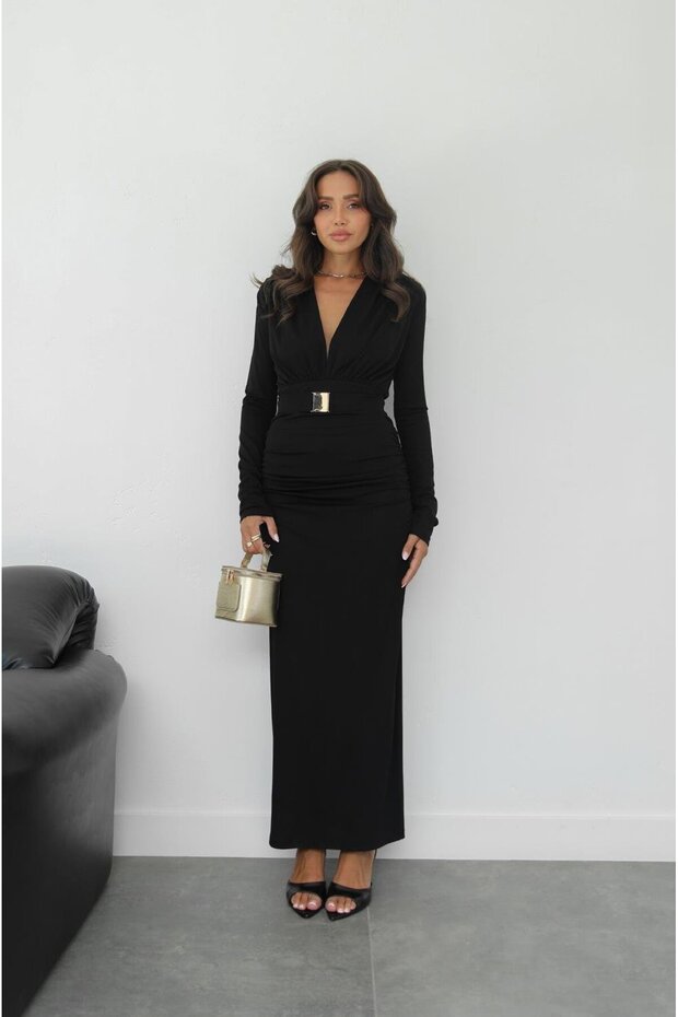 Black Gold Belt Detail Dress