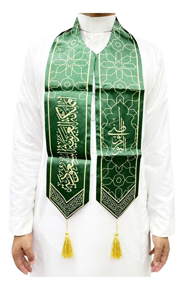 وشاح احتفالي باليوم الوطني السعودي مع شرابات - أخضر