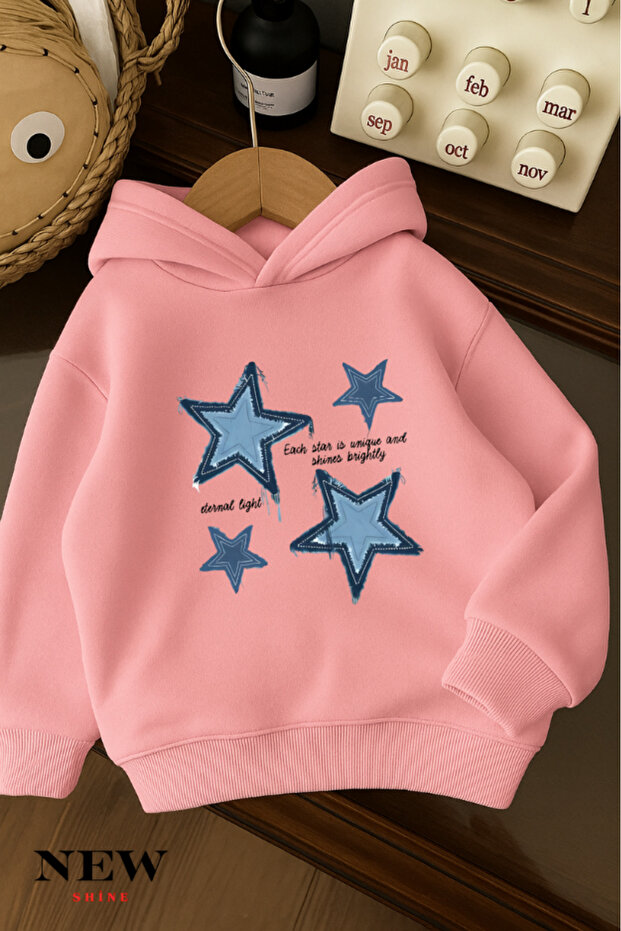 Star Printed Children's Hooded Sweatshirt