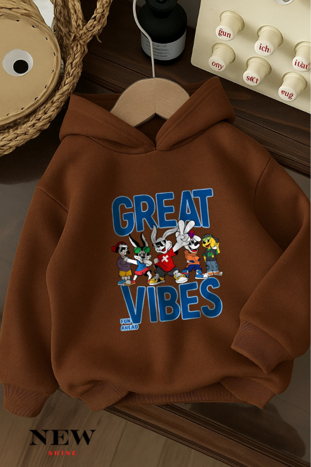 Cartoon Character Children's Printed Hooded Sweatshirt