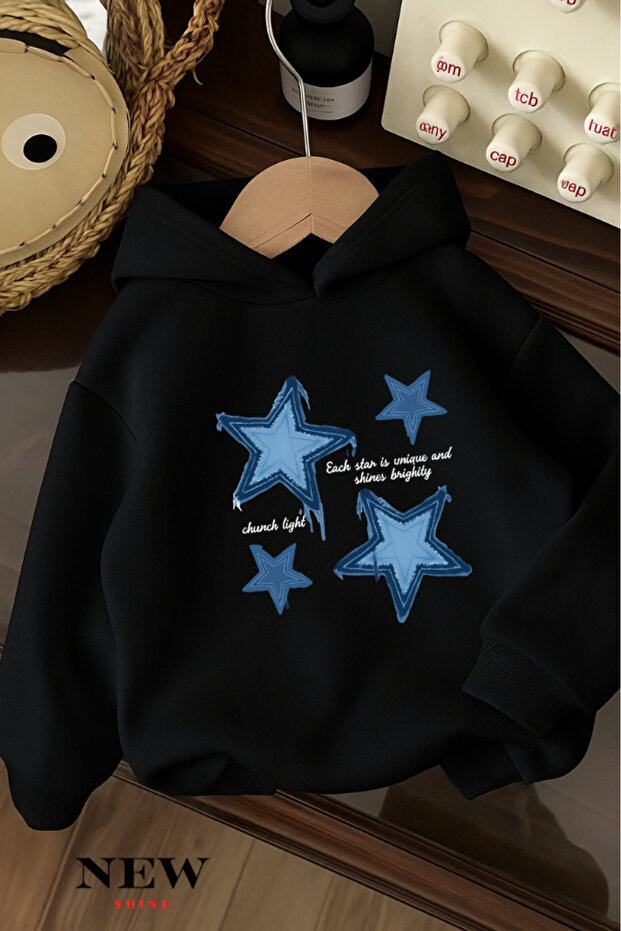 Star Printed Children's Hooded Sweatshirt