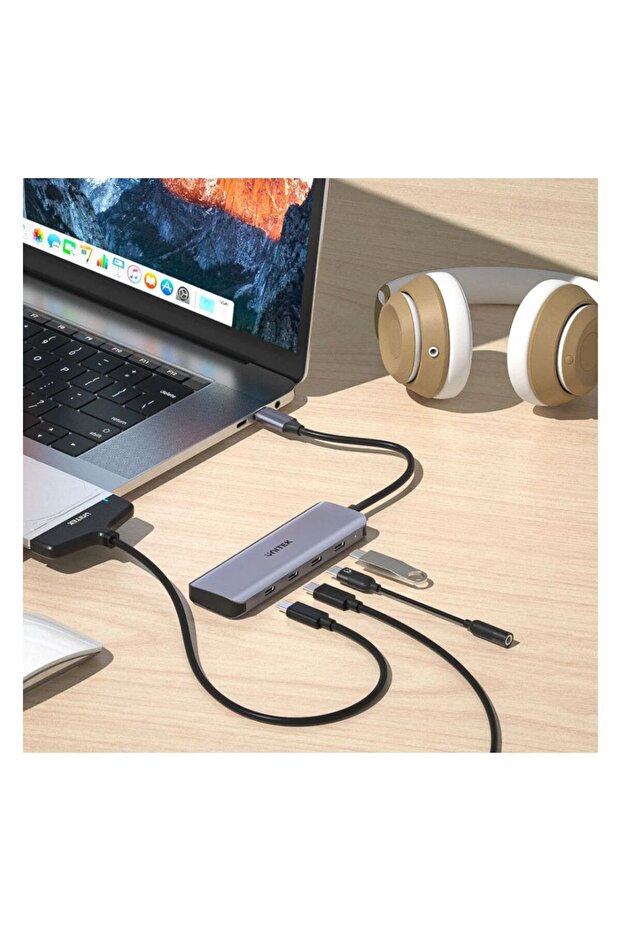 uHUB Q4 4-Port USB-C Hub, 5Gbps, LED, Aluminum, Space Grey | H1107K - 7