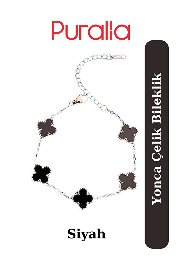 Yonca Çelik Bileklik - Siyah - 2