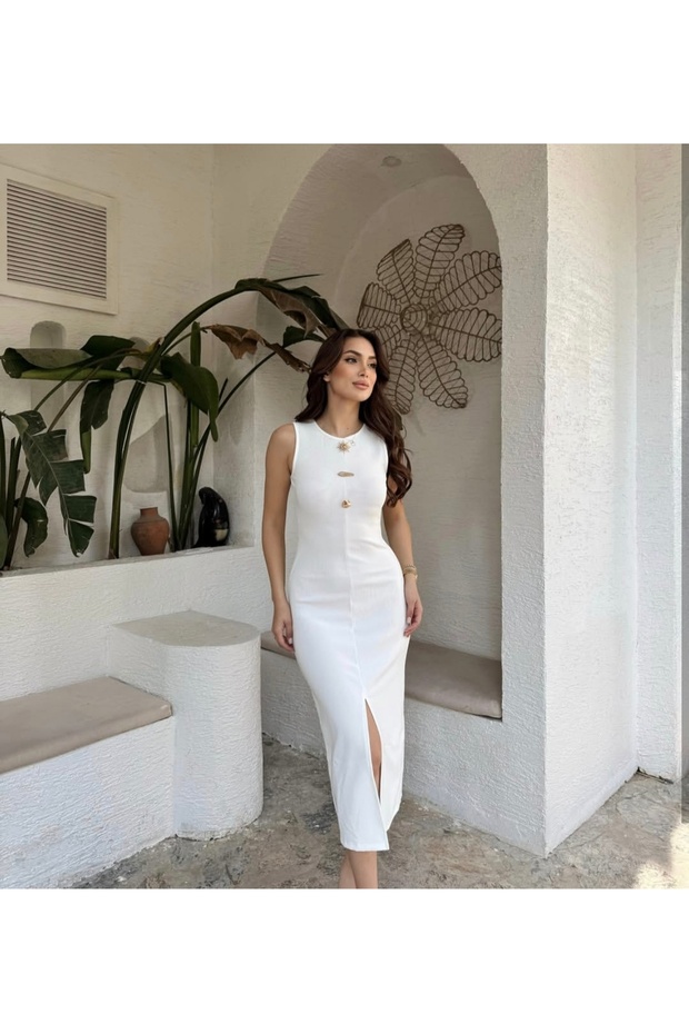 Yırtmaçlı elbise - 4