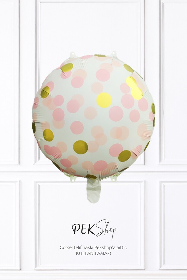 Confetti Printed Round Foil Balloon Pink 18Inch