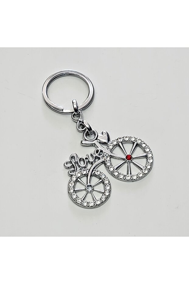 Keychain Bag Accessory Bicycle Figure Keychain with Stones Accessory