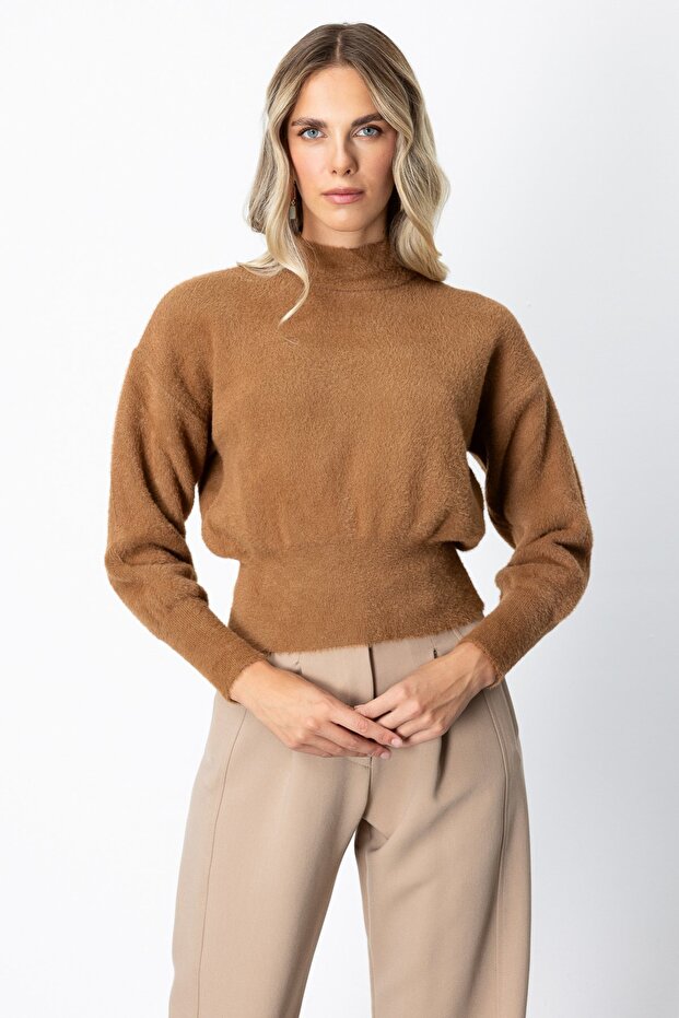 Stand Collar Plush Sweater - 1