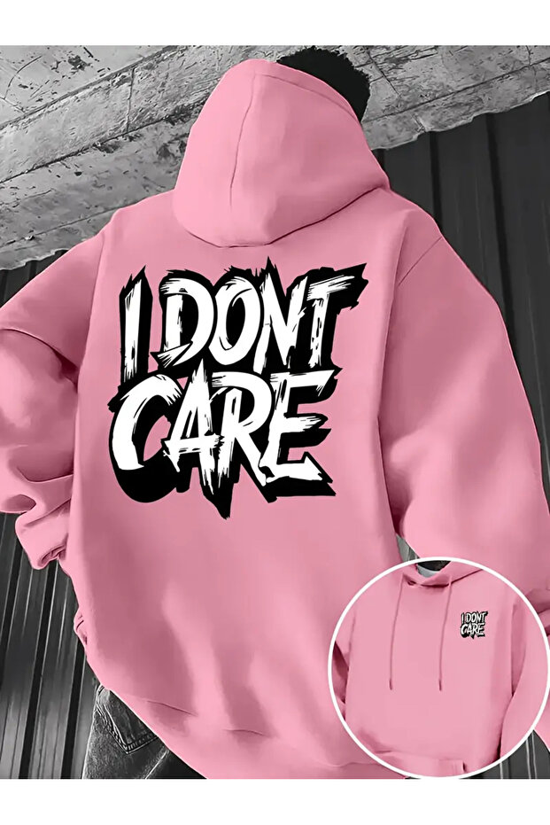 Unisex I Don'T Care Printed 3-Yarn Hooded Sweatshirt