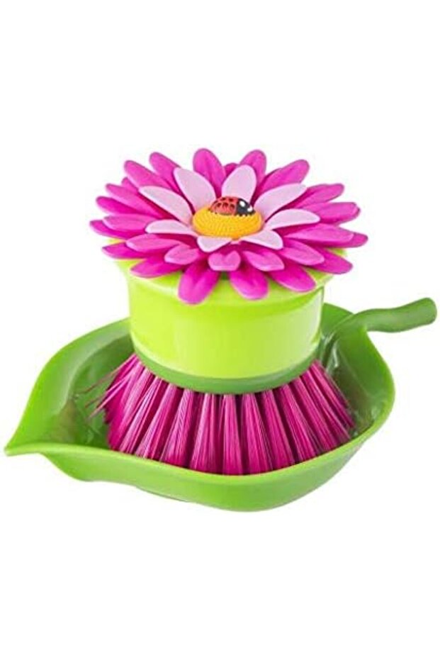 Flower Power Pink Palm Dish Brush
