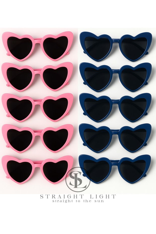 Heart Gender Party Gender Reveal Glasses Pink Blue 10-Piece Super Deal Set