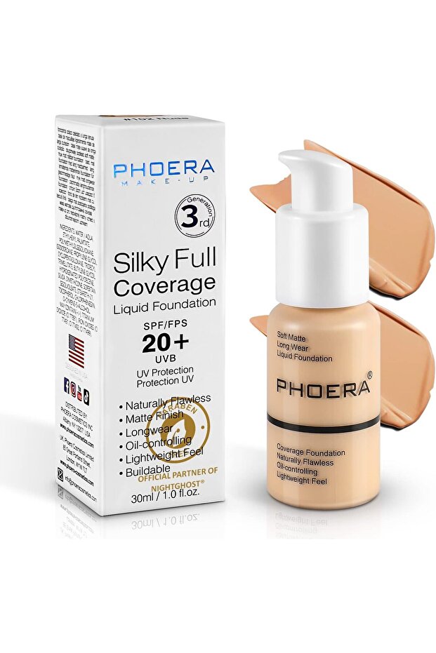 Foundation Liquid Makeup Foundation Full Coverage 30ml Buff Beige Liquid Foundation, 24HR, Matte 104