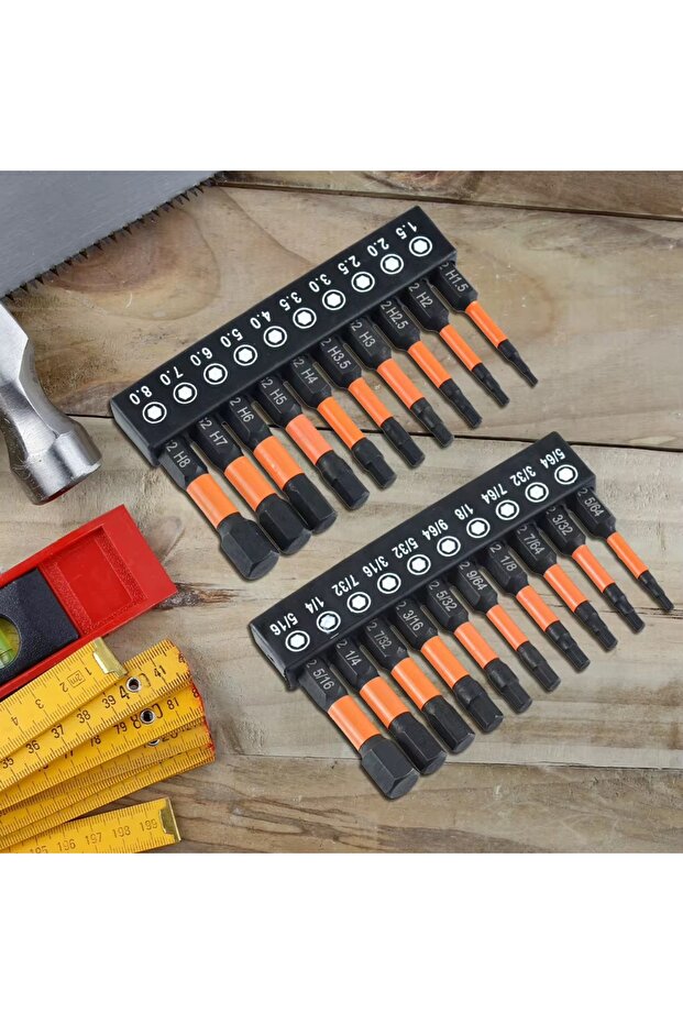 Alyan anahtar Set Hex Bits uç takımı Manyetik uzatma Adaptörlü 12 Parçalı Set - 8
