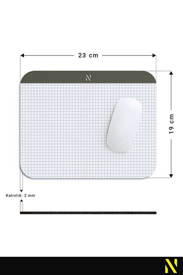 Khaki Colored Checkered Notebook Pattern Mouse Pad -23X19 Cm- Ergonomic Mouse Pad with Non-Slip Base - 6