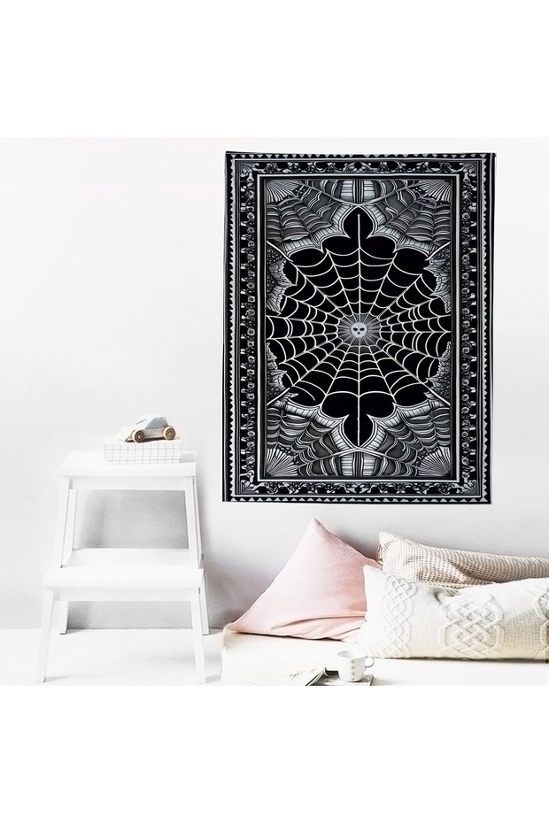 Örümcek Ağı Gotik Desenli Duvar Örtüsü Duvar Halısı Wall Tapestry - 8