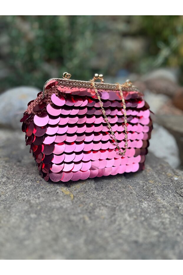 Gül Kurusı Pullu Çanta - 1