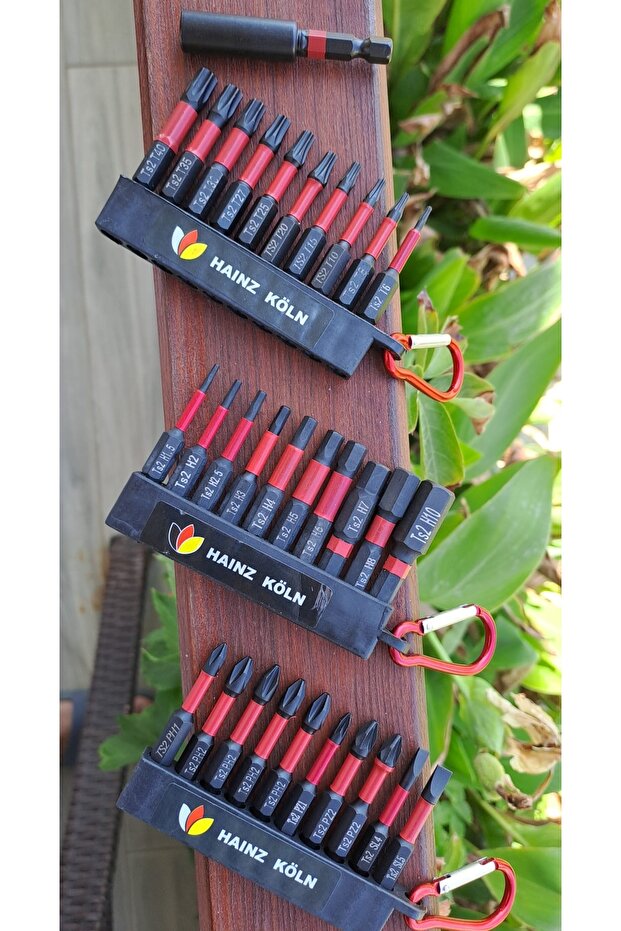 34 Parça Manyetik Hex Bits uç takımı Yıldız Alyan Düz bits Yıldız Bits Yıldız Alyan uzatma Adaptörlü - 3