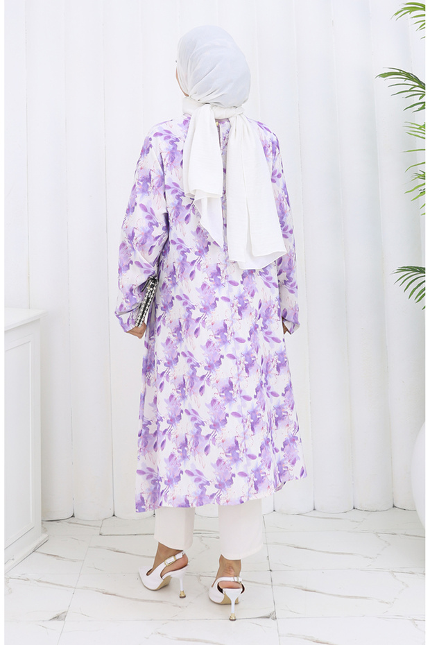 تونيك كريب منقوش 1014-02 أرجواني - 5