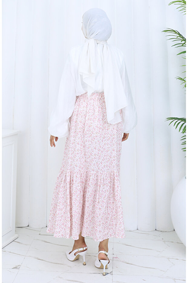 Suknja sa elastičnim strukom 0144-01 Prašnjava ruža - 6